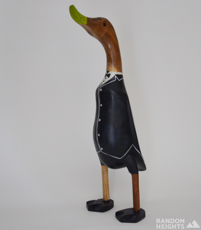 Wooden Gentleman Duck in a black tuxedo