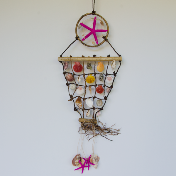Colourful Shell Dreamcatcher with pink starfish